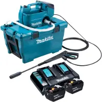 Makita DHW 080 ZK Akku Hochdruckreiniger 36 V ( 2x 18 V ) 80 bar 380 l/h Brushless + 2x Akku 9,0 Ah + Ladegerät