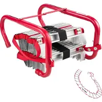 SUGIFT Feuerleiter, 7,62 m, einziehbare Rettungsleiter max. 453,6 kg, leichte Notleiter aus Aluminiumlegierung mit hochfestem Polyestergurt
