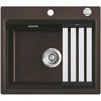 SYSTEMCERAM Flächenbündige Spüle KARA 57 F in SIENA mit Excenterbetätigung / ab Schrankbreite 60 cm