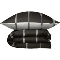 Schiesser Bettwäscheset Mateo | Gestreift | Feinbiber | 2-teilig | 100% Baumwolle | Kuschelweich | YKK-Reißverschluss | 135x200 cm + 80x80 cm | Offwhite-Schwarz