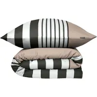 Schiesser Bettwäscheset Leika | Gestreift | Renforcé | 2-teilig | 100% Baumwolle | Angenehm weich & glatt | YKK-Reißverschluss | 135x200 cm + 80x80 cm | Greige