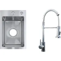 Faizee Home Future Serie Edelstahlspüle Silber 30/40/50x45x22 cm mit Spülkorb Seifenspender Siphon optional Armatur