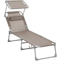 Markenlos Liegestuhl Nilo - Mit Kopfstütze und Sonnendach - Beige