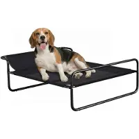 BundiGlassware Hundebett, erhöhte Bauweise, Mesh-Bezug, Stahlrahmen, 29 x 91 x 69 cm, Schwarz
