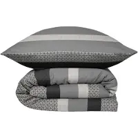 Schiesser Bettwäscheset Dion | Gestreift | Renforcé | 2-teilig | 100% Baumwolle | Angenehm weich & glatt | YKK-Reißverschluss | 155x220 cm + 80x80 cm | Grau