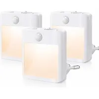Lapamax 3 Stück LED Nachtlicht Steckdose Warmweiß mit Bewegungssensor und Dämmerungssensor für Flur Schlafzimmer Kinderzimmer Küche Treppe