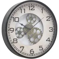 Boltze Wanduhr "Industry" aus Glas/Holz/Metall in schwarz/weiß B48cm, Uhr