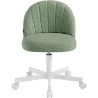 Songmics Schminkstuhl, Bürostuhl, Teddy-Fleece-Oberfläche, höhenverstellbar, kompaktes Design, grün