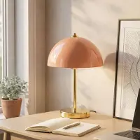 Opviq , Moderne Tischlampe mit Metallkörper, Salmon und Gold, 35 cm hoch, Ø25 cm, 100 cm Kabel mit Schalter, E27 Fassung, max. 40 W, IP20, ideal für stilvolle Wohnräume.