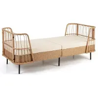 KOMFOTTEU Balkonmöbel Outdoor, Gartensofa mit dicken Kissen & Armlehnen