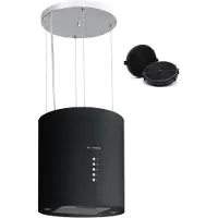 KLAMER Inselabzugshaube Schwarz, 536 m³/h, Dunstabzugshaube Freihängend Umluft & Abluft, Abzugshaube Inselhaube , 3 Stufen, LED, Aktivkohlefilter, Leise