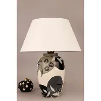 Opviq , Hochwertige Tischlampe mit Keramikkörper, Ø38 h: 25 cm, Höhe: 48 cm | Fassung: 1 x E27 Max 40 W, Beige, Abstrakt | Ideal für modernes Wohnen, stilvolles Design.