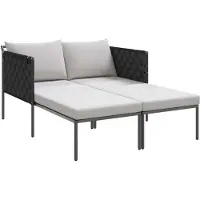 Markenlos Sonnenliege für zwei Personen aus pulverbeschichtetem Stahl, Outdoor-Gartenliege für Terrasse und Garten mit Polster, Anthrazit, 153 x 115 x 69,5 cm