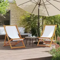 Markenlos Klappbare Strandstühle, 2 Stück, cremeweißer Stoff, Möbel, Gartenmöbel, Gartensitzmöbel, Gartenstühle, 12 kg