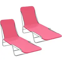 Markenlos Klappbare Sonnenliegen, 2 Stück, aus Stahl und Stoff in Rosa