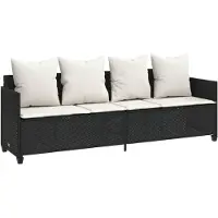 Markenlos Sonnenliege aus Poly-Rattan mit verstellbarer Rückenlehne und Fußstütze, Gartenliege für Garten und Terrasse inklusive Polster, Schwarz, 204 x 55 x 69,5 cm