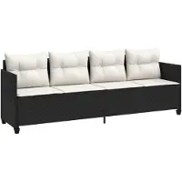Markenlos Sonnenliege aus Poly Rattan mit bequemen Kissen, Gartenliege für Garten und Terrasse, robuster Stahlrahmen, inklusive Sitz- und Rückenkissen, Schwarz, 204 x 55 x 69,5 cm