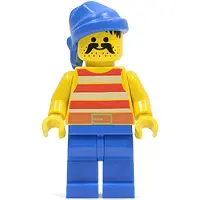LEGO Minifigur Pirate Red / White Stripes Shirt, Blue Legs, Blue Bandana (pi040)