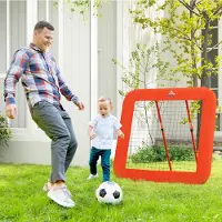 SUGIFT Rückprallnetz verstellbar, Fußball-Rebounder klappbar, Säulenventilator Metallrahmen, Rot | Allwetter PE-Netz | 4 Winkel | 128 x 118 x 120 cm