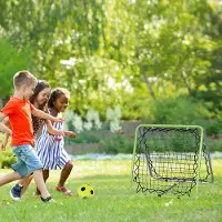 SUGIFT Rückprallwand 5 Winkel verstellbar, Fußball Rebounder doppelseitig, PE-Netz Metallrahmen Q195, Grün | klappbar | 5 kg | 75 x 75 cm
