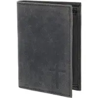 OXMOX Leder Geldbörse Leather RFID Protect Kombibörse Freedom Cross Embossed Vintage Black schwarz