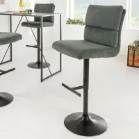 Riess Barhocker COMFORT grün schwarz Cord Metall mit Lehne höhenverstellbar drehbar