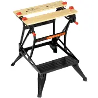Black & Decker Flexible Werkbank für Werkstatt (Sägebock Werkbank klappbar als Werkstatteinrichtung mit großer Arbeitsfläche, höhenverstellbar, bis 160kg belastbar, Arbeitsfläche: 25 x 61cm) WM536-XJ