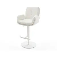 DELIFE Barstuhl Clea-Flex Bouclé Creme-Weiß Drehfuß höhenverstellbar Metall Weiß