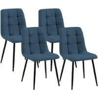 CLP 4er Set Esszimmerstühle Tilde gepolstert mit Rückenlehnen bis 150 kg belastbar blau Material Stoff