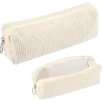 BundiGlassware Deepton Federmäppchen Cord, Stifte Mäppchen Mädchen Beige | Aesthetic Pencil Case for Adults Girl, Schlamppermäppchen Damen, Federtasche Erwachsene Federmappe für Schule, Büro