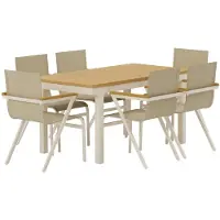 Ebuy24 Panama Gartenset Tisch mit Auszug 90x160 cm Natur 6 Stühle beige.