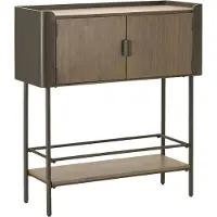 Mauro Ferretti Toronto Schrank aus Metall und Tannenholz, 100 x 42 x 110 cm, grau und braun, mit 3 Türen und einem Einlegeboden – Modernes Design