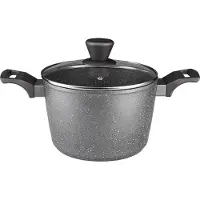 Ambition Topf Aluminium Kochtopf Suppentopf mit Glasdeckel Grau SILVERSTONE 3,6L