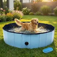 OEM Hundebad Ø 120 cm x H 30 cm, Dauerhaftes Hundebad, Antirutsch & Raumsparend, Innen und Außen