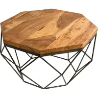 Invicta riess-ambiente Design Couchtisch DIAMOND 70cm natur Mangoholz massiv messing Eisengestell Beistelltisch Nachttisch Tisch