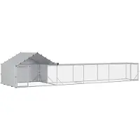 vidaXL Hühnerstall mit Dach und Hof 2 Stk. Silber 7 x 2 x 1,5 m