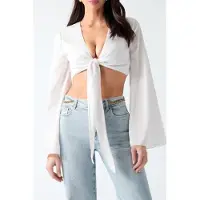 Guess Marciano GUESS Monica Ls Top White Peaks Größe: 44 | Longsleeves Outlet | Damen | Weiß