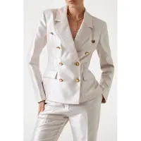 Guess Marciano GUESS Milla Double Breast Platinum Multi Größe: 48 | Blazer Outlet | Damen | Grau