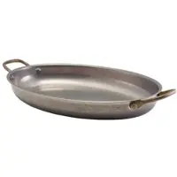 Genware Ovale Schale mit Henkeln, Edelstahl vintage - 34 x 23 cm (3 Stk.)"