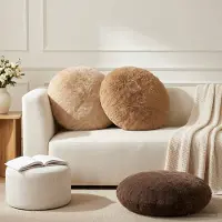 vidaXL Kissenbezug 6 stk. HEERLEN Taupe Ø 60 cm Faux Kaninchenfell