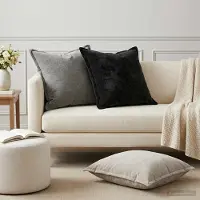 vidaXL Kissenbezug 2 stk. HOUTEN Hellgrau 60 x 60 cm Chenille-Stoff