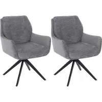 Mendler 2er-Set Esszimmerstuhl MCW-Q37, Küchenstuhl drehbar Auto-Return, Stoff (680g/m²) Chenille Metall MVG grau