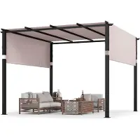 Goplus Pergola 3x3 m, Pavillon wasserdicht stabil Winterfest, Gartenpavillon aus Metall mit Überdachung, Sonnenschutz freistehend für Garten Hof Terrasse (Grau)