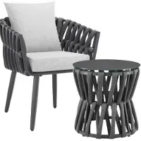TecTake Gartenlounge-Set Lugano Rope-Design Aluminiumgestell wetterfest Tisch Stuhl Sicherheitsglas Sitzpolster waschbar verstellbar
