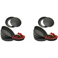 Jojomino 12 Packungen 12,7 cm Pfannen mit Abnehmbarem Boden, Runde Antihaft Quiche Pfanne, Strapazierfähige, Geriffelte Side Pie Formen