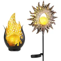 Globo Lighting 2x LED Steckleuchte, Solar, Akku, IP44, Metall, Glas, Schwarz