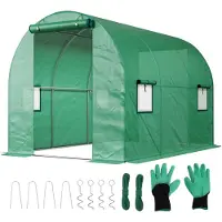 Sekey Foliengewächshaus Gewächshaus Treibhaus Winterfest für Garten 2 Türen Tomatenhaus 3x2x2m Folientunnel mit 4 Fenstern UV-Schutz Stabil