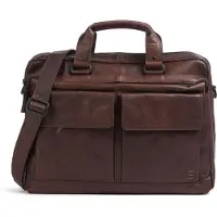 Spikes & Sparrow Leder Businesstasche Schultertasche mit Laptopfach Robert Business Bag Dark Brown dunkelbraun