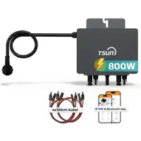 SUNNIVA TSUN TSOL-MX800Lite 800 W Mikro-Wechselrichter, 2 MPPT, WiFi & Bluetooth, IP67, Micro Inverter für 2 Solarmodule inklusive 5m Anschlusskabel und 4x1m Solarkabel