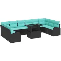 vidaXL Gartensofa-set 11 stk. Schwarz Poly Rattan